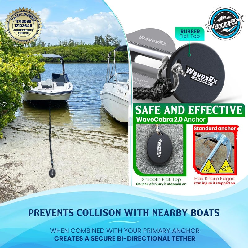 WAVESRX Patented 18" Aluminum Spike Beach Anchor | Ultra-Light PWC Anchor, Jet Ski Anchor, Boat Sand Anchor, Sand Anchor for Boat & Sand Spike â€“ Secure Anchoring Near Shore, Sandbar, or Shallow Water - Image 3